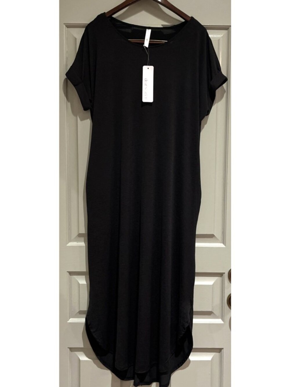 NWT Dear Scarlett Maxi Dress Large Black Minimalist Capsule Neutral Comfort Chic